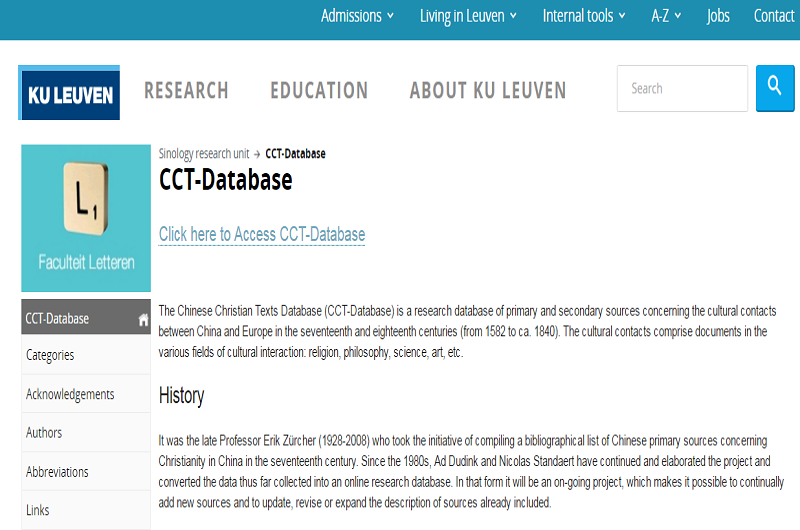 The Chinese Christian Texts Database-CCT